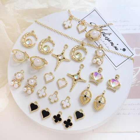 1 Piece Simple Style Moon Crown Planet Alloy Inlay Jewelry Accessories
