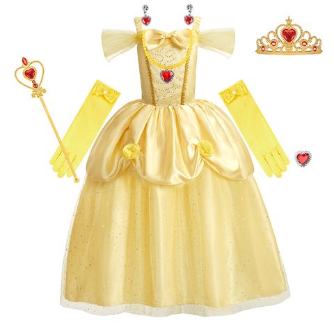 Princesa Color Sólido Algodón Vestidos Para Niñas