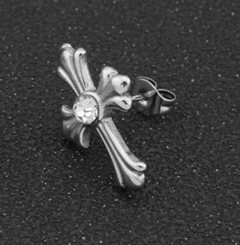 1 Piece Casual Simple Style Cross Plating Inlay Titanium Steel Zircon Ear Cuffs Ear Studs