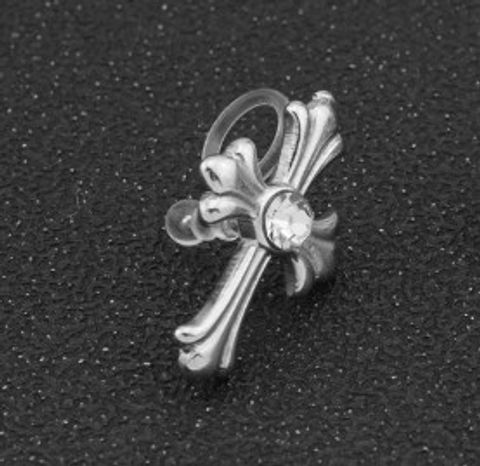 1 Piece Casual Simple Style Cross Plating Inlay Titanium Steel Zircon Ear Cuffs Ear Studs