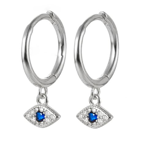 1 Pair IG Style Devil's Eye Inlay Sterling Silver Zircon White Gold Plated Gold Plated Drop Earrings