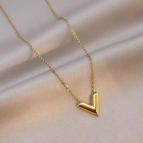 Basic Classic Style Letter Titanium Steel Plating Gold Plated Pendant Necklace