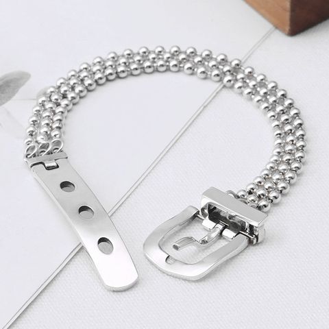 Sterling Silver Silver Plated Casual Retro Belt Buckle Bracelets