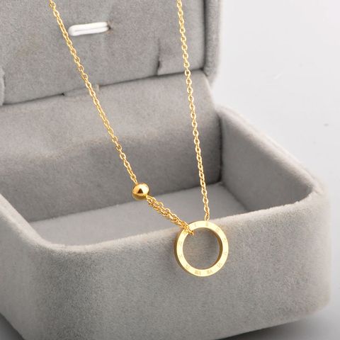 Wholesale Simple Style Circle Titanium Steel Pendant Necklace