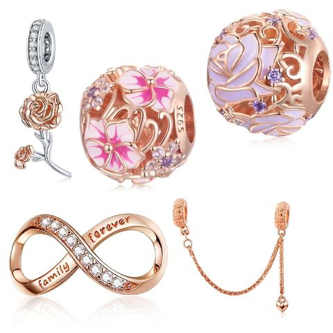 Basic Sweet Infinity Flower Zircon Sterling Silver Wholesale Jewelry Accessories