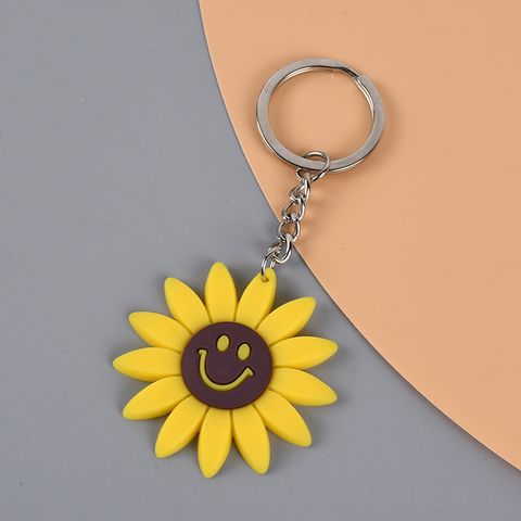 Cute Sweet Sunflower Smiley Face PVC Bag Pendant Keychain