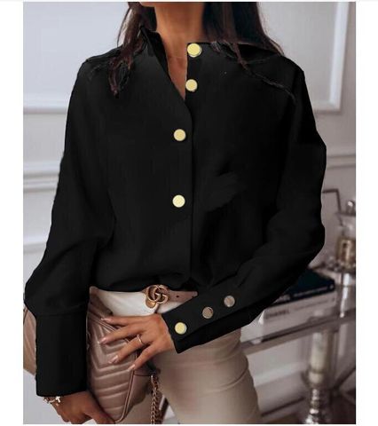 Women's Blouse Long Sleeve Blouses Casual Business Solid Color