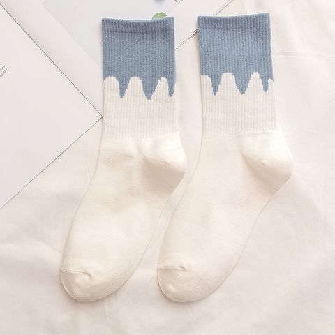 Socks Women's Tube Socks Cute British Plaid Pure Cotton Retro Stockings