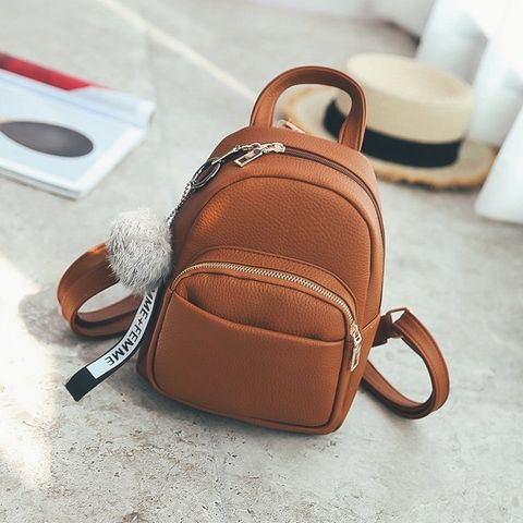 Backpack Women's Korean-style Fashionable 2017 New Women's Bag Retro Easy Matching Small Backpack Fashionable Mini Fur Ball Student Schoolbag