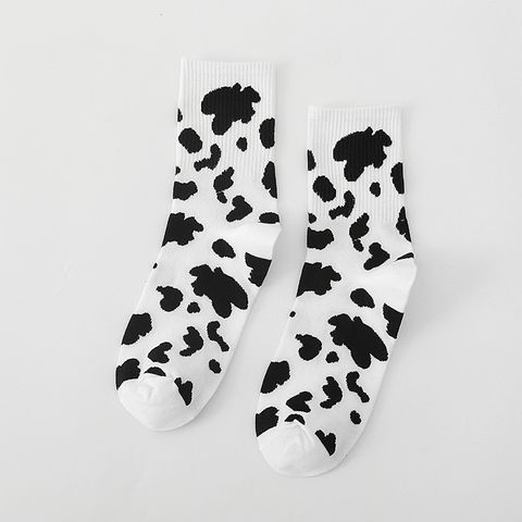Socks Female Spring And Summer Classic Black And White Cows Tube Socks Wholesale