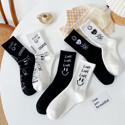 Smiley Face Socks Tube Socks Spring And Summer Thin Cotton Cute Socks Wholesale