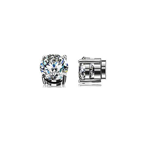 Fashion Round Stainless Steel Plating Zircon Earrings 1 Pair
