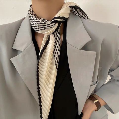 Women's Simple Style Stripe Satin Silk Scarves
