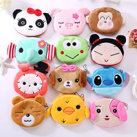 Unisex Cartoon Plush Zipper Coin Purses