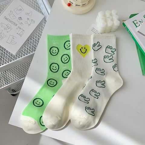 Women's Cute Dinosaur Heart Shape Smiley Face Nylon Cotton Printing Ankle Socks A Pair