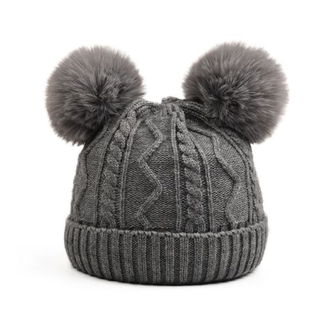 Children Unisex Cute Simple Style Solid Color Pom Poms Wool Cap