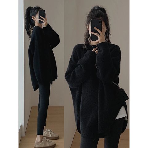 Women's Sweater Long Sleeve Sweaters & Cardigans Casual Solid Color