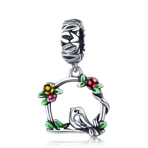 Simple Style Shiny Peacock Flamingo Sterling Silver Inlay Zircon Jewelry Accessories