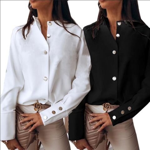 Women's Blouse Long Sleeve Blouses Casual Business Solid Color