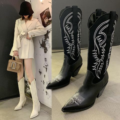 Women's Vintage Style Solid Color Point Toe Classic Boots