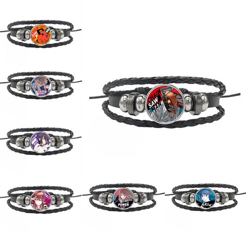 1 Piece Fashion Anime Pu Leather Drawstring Glass Unisex Bracelets