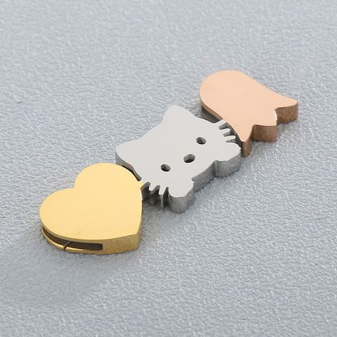 1 Piece 39 * 13mm Stainless Steel 18K Gold Plated Animal Heart Shape Polished Spacer Bars