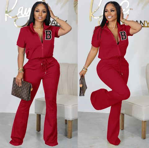 Women's Casual Letter Solid Color Spandex Polyester Pants Sets