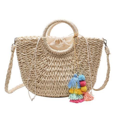Women's All Seasons Straw Vintage Style Handbag Beach Bag