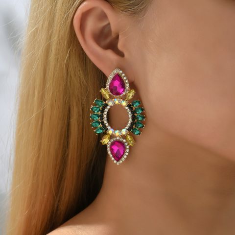 Glam Retro Lady Geometric Rhinestone Inlay Artificial Gemstones Women's Ear Studs