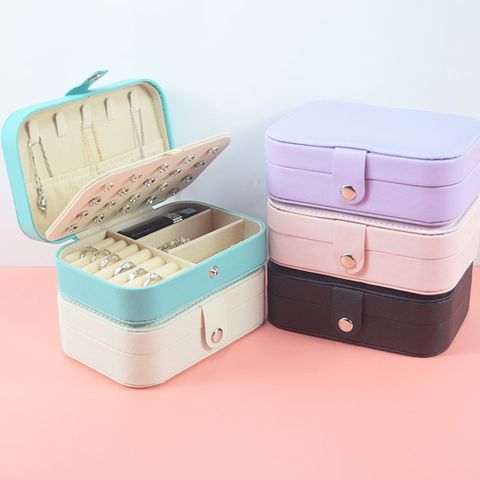 Simple Style Solid Color Pu Leather Wholesale Jewelry Boxes