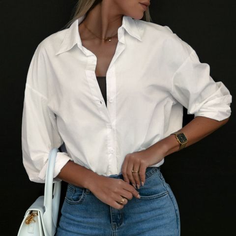 Women's Blouse Long Sleeve Blouses Button Casual Basic Solid Color