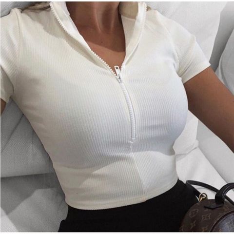 Women's T-shirt Short Sleeve T-shirts Sexy Solid Color