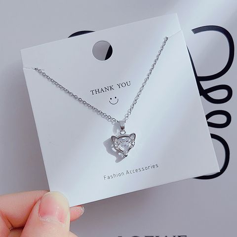 Sweet Simple Style Swan Heart Shape Flower Titanium Steel Plating Inlay Zircon Pendant Necklace