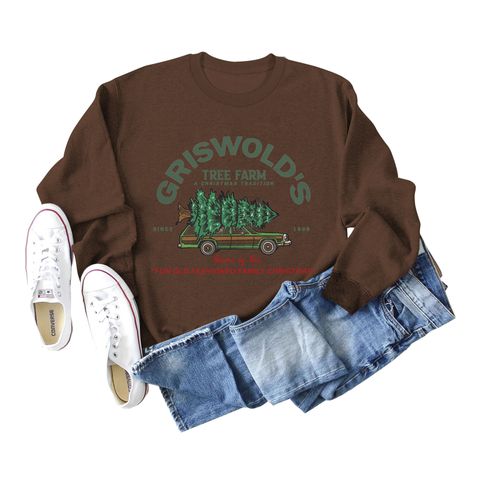 Women's Hoodie Long Sleeve Hoodies & Sweatshirts Printing Christmas Christmas Tree Letter