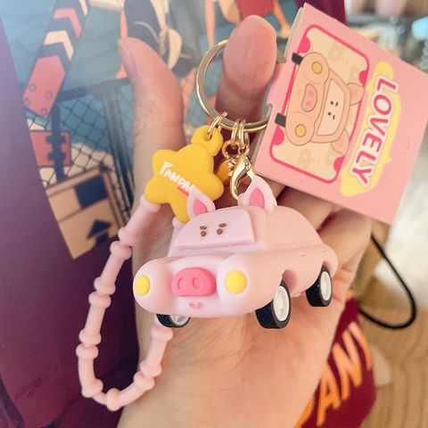Cute Cartoon Character Car Pvc Women's Keychain