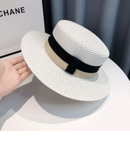 Women's Simple Style Classic Style Color Block Flat Eaves Straw Hat