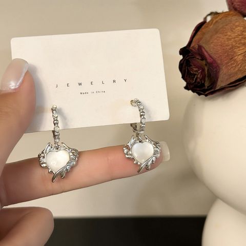 1 Pair Original Design Sweet Heart Shape Plating Inlay Alloy Artificial Gemstones Drop Earrings