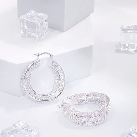 1 Pair Elegant Glam Geometric Sterling Silver Earrings