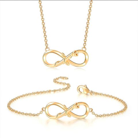 Elegant Simple Style Infinity Rose Alloy Mother'S Day Women's Bracelets Necklace Jewelry Set