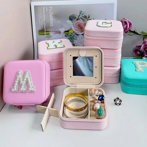 Simple Style Letter Pu Leather Flannel Wholesale Jewelry Boxes