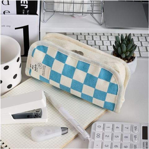 Plaid Cloth Class Learning Cute Preppy Style Pencil Case