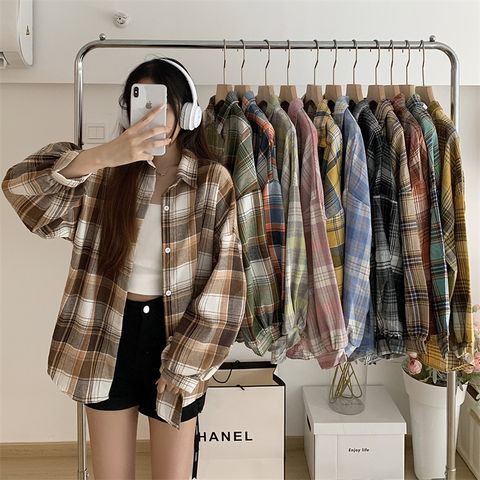 Women's Blouse Long Sleeve Blouses Button Vacation Color Block