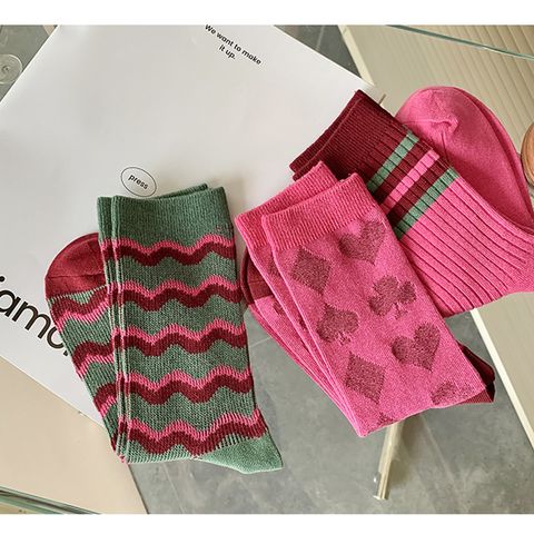 Women's Simple Style Color Block Cotton Crew Socks A Pair
