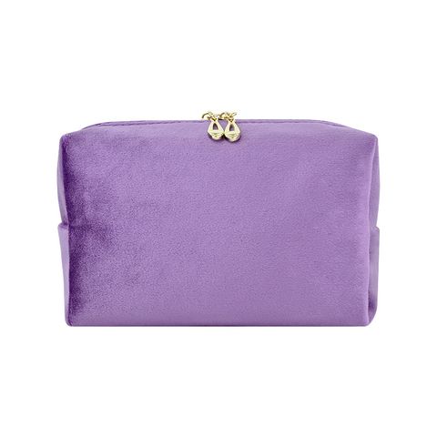 Women's Medium All Seasons Velvet Solid Color Fashion Square Zipper Cosmetic Bag