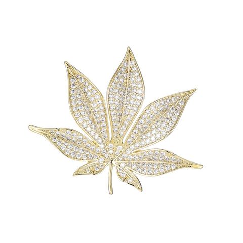 Vintage Style Maple Leaf Alloy Plating Inlay Rhinestones Women's Brooches