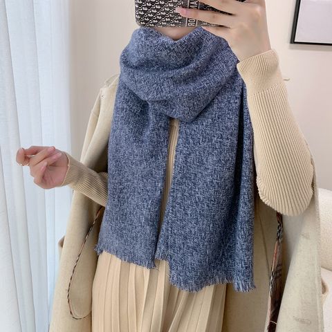 Women's Casual Solid Color Polyester Tassel Scarf