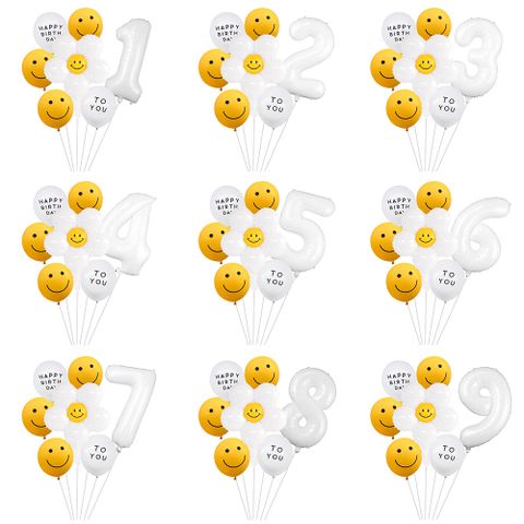Pastoral Simple Style Smiley Face Aluminum Film Birthday Festival Balloons