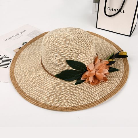 Women's Simple Style Classic Style Flower Flat Eaves Straw Hat