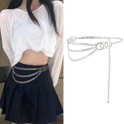Lady Romantic Streetwear Solid Color Alloy Layered Women's Chain Belts