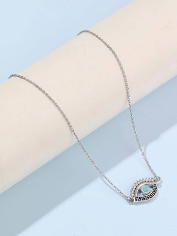 Simple Style Palm Eye Alloy Inlay Zircon Silver Plated Women's Pendant Necklace